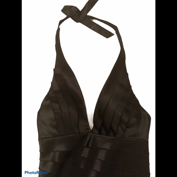 BCBGMaxAzria black satin tiered halter dre… - Picture 10 of 13